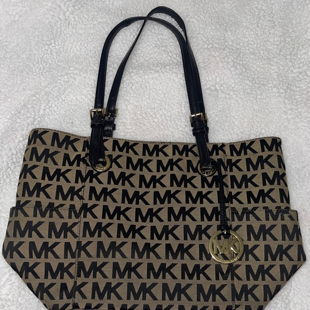 Michael Kors Black and Brown Logo Tote